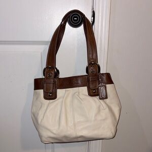 Coach Tan and Cream Leather Shoulder Bag